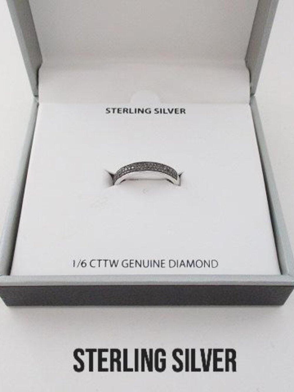 Sterling Silver 1/6 CTTW Genuine Diamond Band Ring NWT